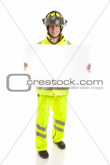 Fireman Holding Sign - Full Body