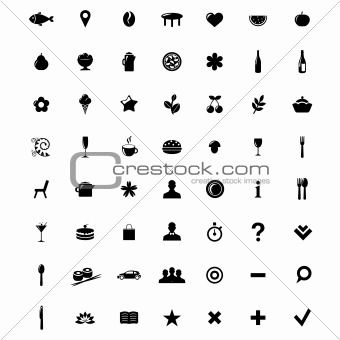 Restaurant And Map Icons Set