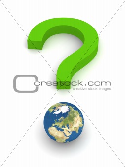 Symbolic Question Mark with Earth in green