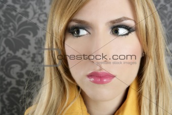 fashion retro blond woman portrait makeup detail