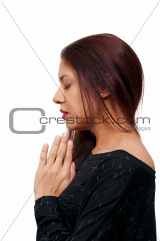 Hispanic Latino woman praying