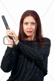 Woman Cop with Gun