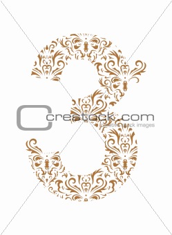 Floral number. Ornament font