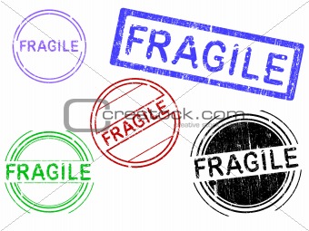 5 Grunge Stamps - FRAGILE