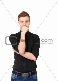 Pensive man, a studio portrait