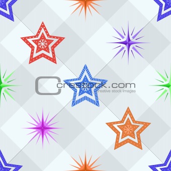 Seamless background, stars on a checkered