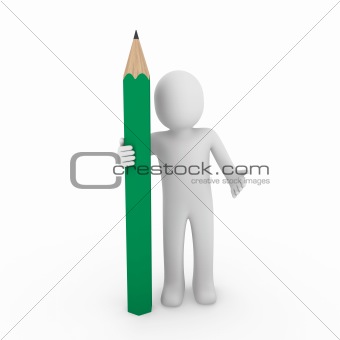 3d human green pencil