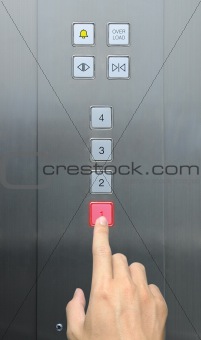 businessman hand press 1 floor in elevator