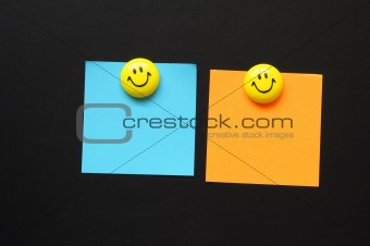 smiley and paper with copyspace