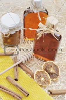 Homemade liqueur with spices - still life