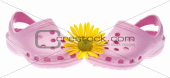 Pink Garden Clogs with Daisy