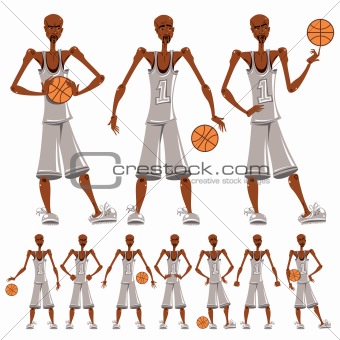 Basketball player illustrations set.