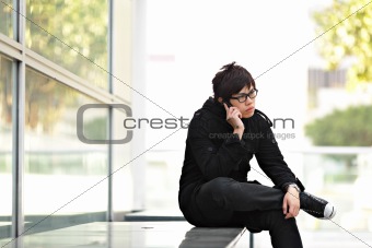 man talking on cellphone