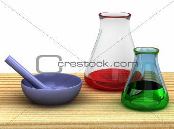 3d chemist table with a test tubes