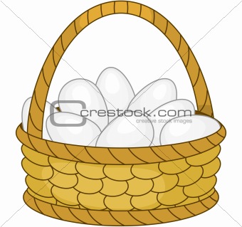 Basket with white eggs