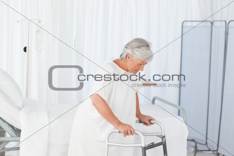 Senior woman with her zimmer frame