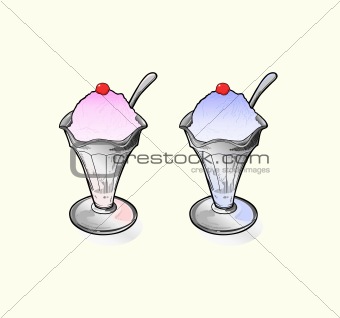 Delicious ice cream sundae with cherry on the top