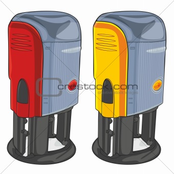 office stampers over white background