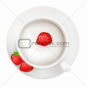 Cup With Milk And Strawberry
