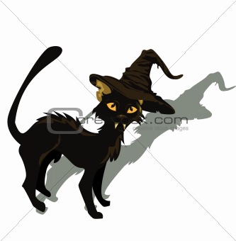 Black cat for Halloween design. Vector illustration. 