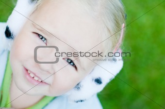 Little girl playing outside
