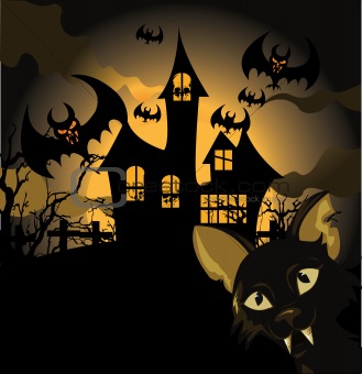 Halloween background with cat
