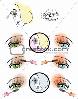 eye lash face woman cosmetic button make-up icons