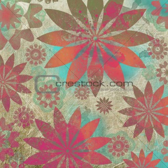 Vintage Floral Grunge Scrapbook Background 