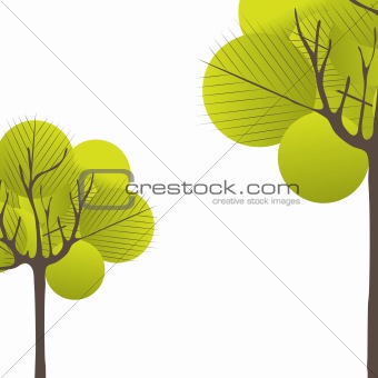 Abstract tree, flowers. Vector illustration