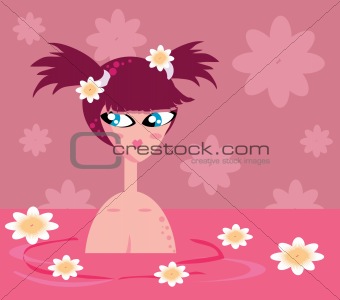 Girl Relax In Flower SPA Bath icon