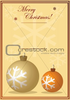 Gold christmas balls letter background