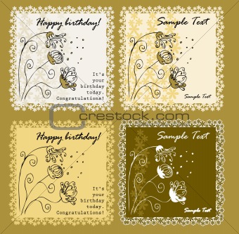 Floral cards set , vector illustration 
