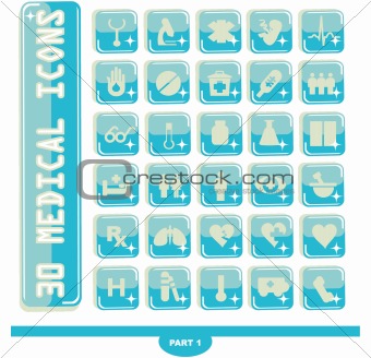 30 shiny Medical icons, button Medicine & Heath Care