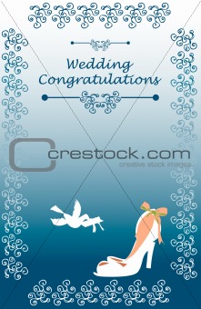 Wedding Bridal card with shoe bird and floral Design elements
