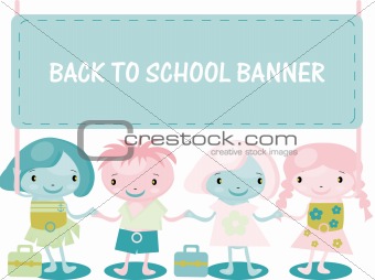 kids with banner back to school
