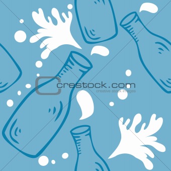 Fresh Milk Seamless food background pattern with milk bottle and