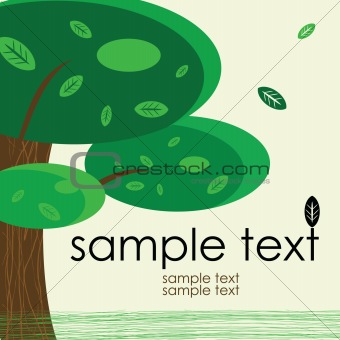 card design with stylized trees and text nature