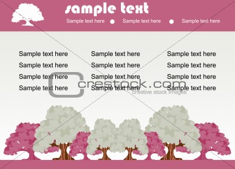 Proposal card design with stylized trees logo and text 