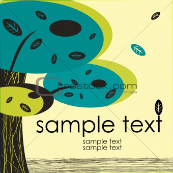 card design with stylized trees and text nature
