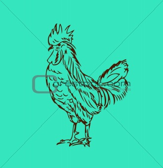 Proud cock retro tattoo style Chicken vector