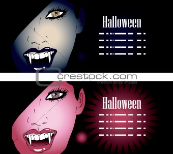 Female Vampire Face with Fangs