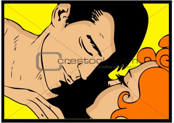Vector illustration of Kissing Couple. Love.