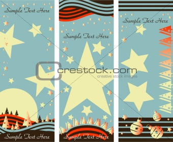 Three Christmas banners with xmas eve, stars and snow template