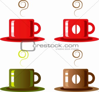 Illustration of coffee cup isolated in white background. Emblem,