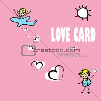 Card by Day of Valentine, vector cartoon love