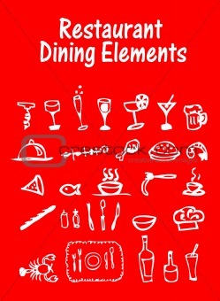 Restaurant, Dining Elements, vector food icons set
