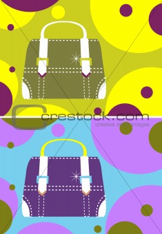 Vector fashion woman glamour bag cards, background