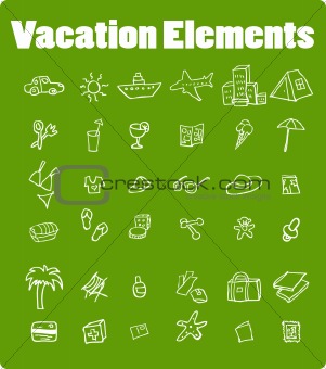 Vector vacation icon set, Travel, nature, food, finance, house, 
