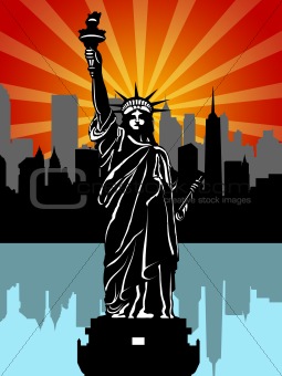 Statue of Liberty Black and White Illustration