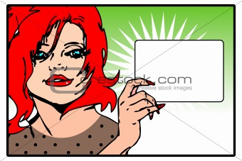 Pop art comic Love Vector of surprised woman face with blank in 